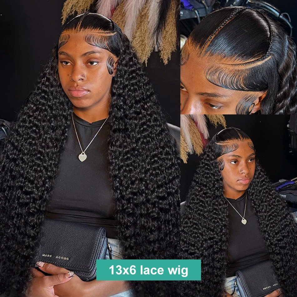 Rosabeauty 250% Curly Water Wave 13x6 Lace Front Human Hair Wig 30 Inches Loose Deep Wave Lace Frontal Wig 5x5 Lace Closure Wig