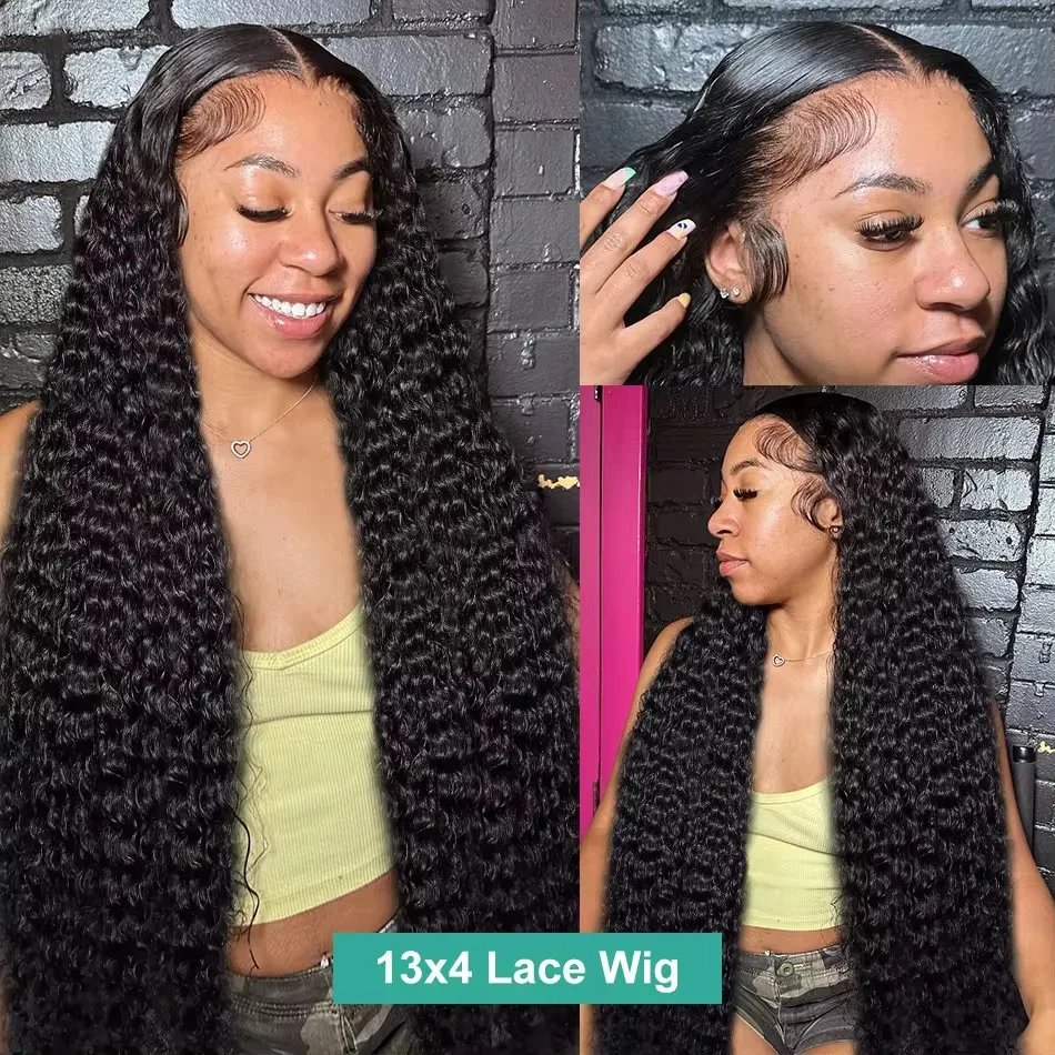 Rosabeauty 250% Curly Water Wave 13x6 Lace Front Human Hair Wig 30 Inches Loose Deep Wave Lace Frontal Wig 5x5 Lace Closure Wig