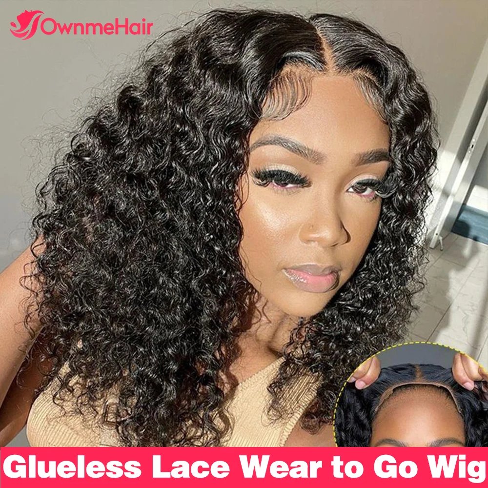 Water Wave Glueless Wig Human Hair Deep Wave 13x4 Lace Frontal Human Hair Wigs Ready to Wear PrePlucked PreCut Lace 4x4 Lace Wig