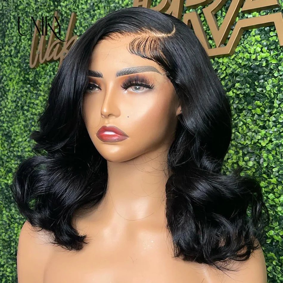 Body Wave 4x4 Transparent Lace Front Bob Wig 13x4 Human Hair Wigs 180 Short LooseBody Wave TPart Lace Frontal Bob Wigs For Women