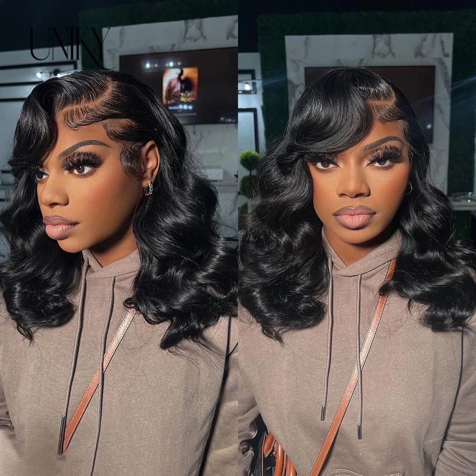 Body Wave 4x4 Transparent Lace Front Bob Wig 13x4 Human Hair Wigs 180 Short LooseBody Wave TPart Lace Frontal Bob Wigs For Women