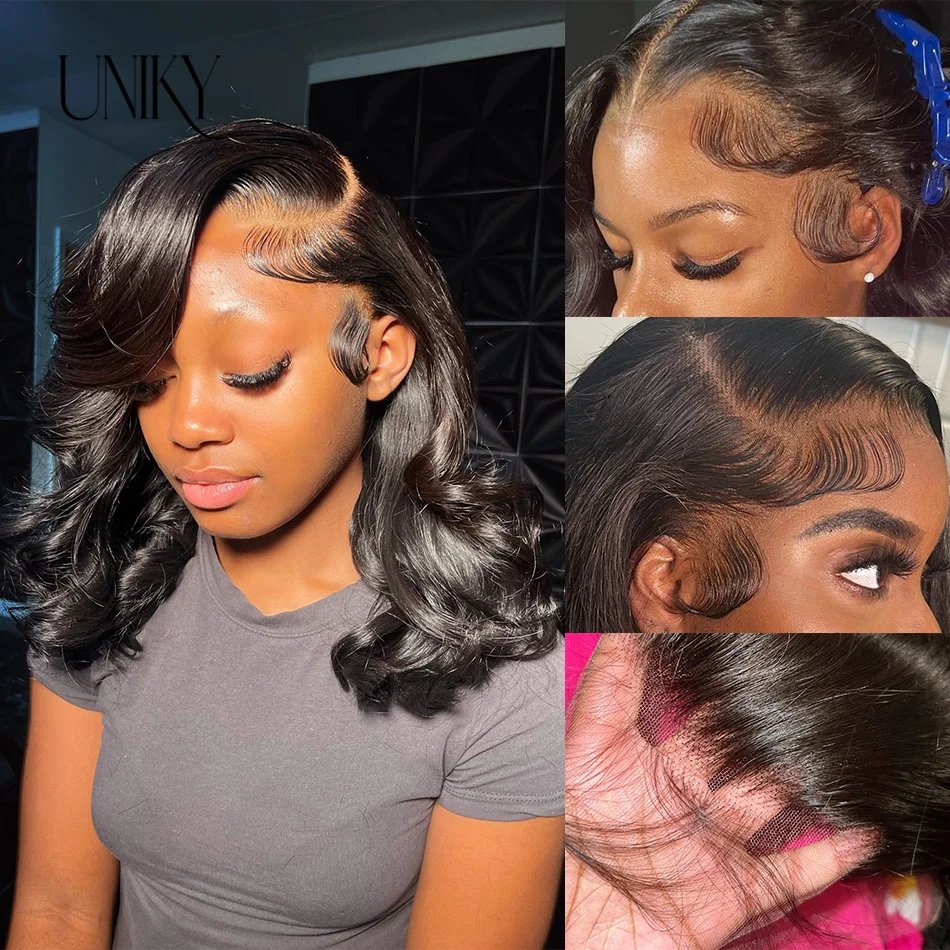 Body Wave 4x4 Transparent Lace Front Bob Wig 13x4 Human Hair Wigs 180 Short LooseBody Wave TPart Lace Frontal Bob Wigs For Women