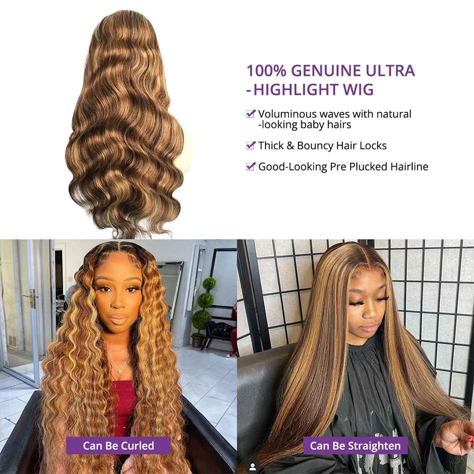 13x4 13x6 Highlight HD Lace Frontal Wig Human Hair Honey Blonde Body Wave Lace Front Wigs For Women Brazilian Wigs Pre Plucked 13x4 13x6 Highlight HD Lace Frontal Wig Human Hair Honey Blonde Body Wave Lace Front Wigs For Women Brazilian Wigs Pre Plucked