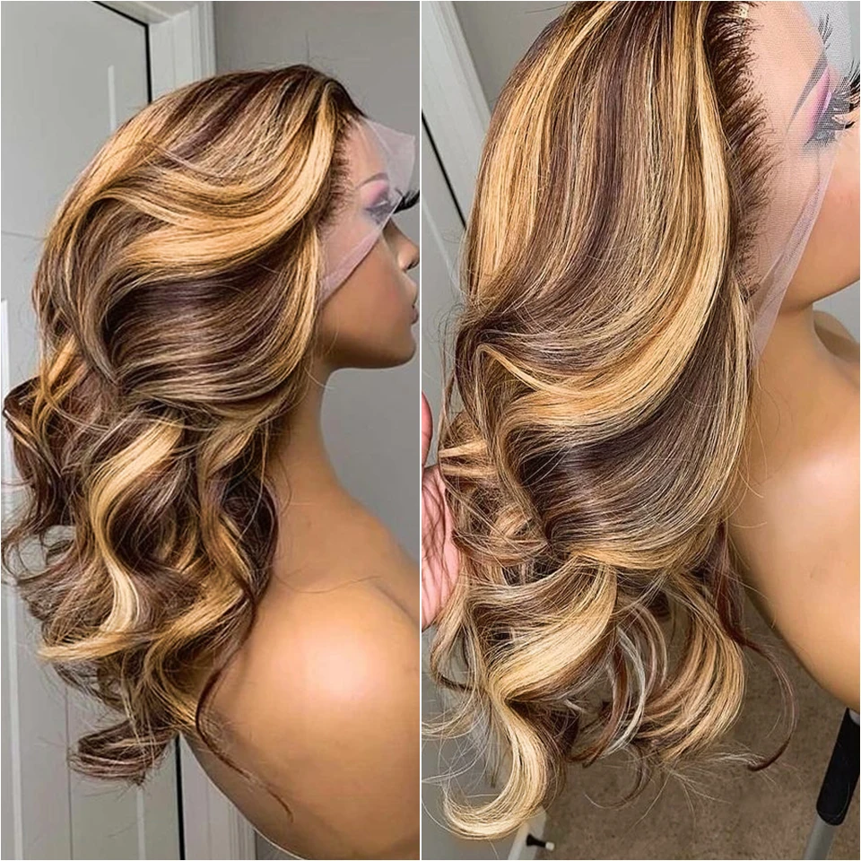 13x4 13x6 Highlight HD Lace Frontal Wig Human Hair Honey Blonde Body Wave Lace Front Wigs For Women Brazilian Wigs Pre Plucked 13x4 13x6 Highlight HD Lace Frontal Wig Human Hair Honey Blonde Body Wave Lace Front Wigs For Women Brazilian Wigs Pre Plucked