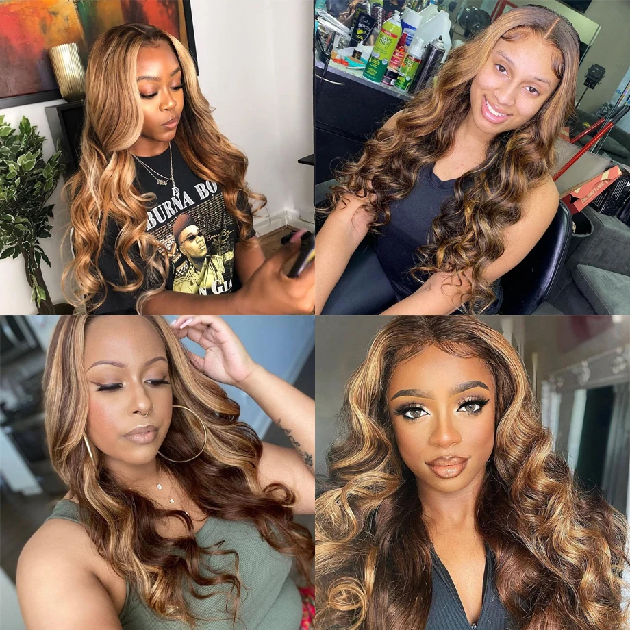 13x4 13x6 Highlight HD Lace Frontal Wig Human Hair Honey Blonde Body Wave Lace Front Wigs For Women Brazilian Wigs Pre Plucked 13x4 13x6 Highlight HD Lace Frontal Wig Human Hair Honey Blonde Body Wave Lace Front Wigs For Women Brazilian Wigs Pre Plucked