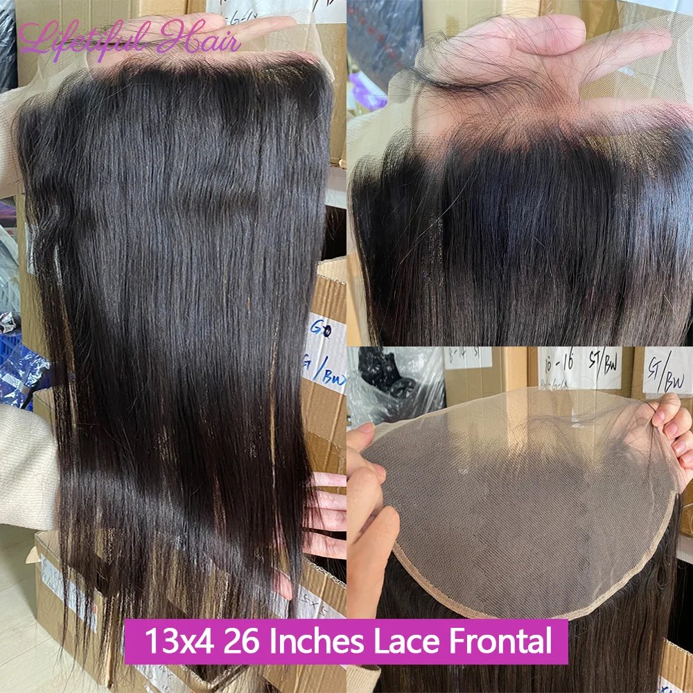 22 24 26 Inch Straight 13x4 Lace Frontal Only Brazilian 100% Human Hair Pre plucked 4x4/5x5/6x6 Transparent Swiss Lace Closure