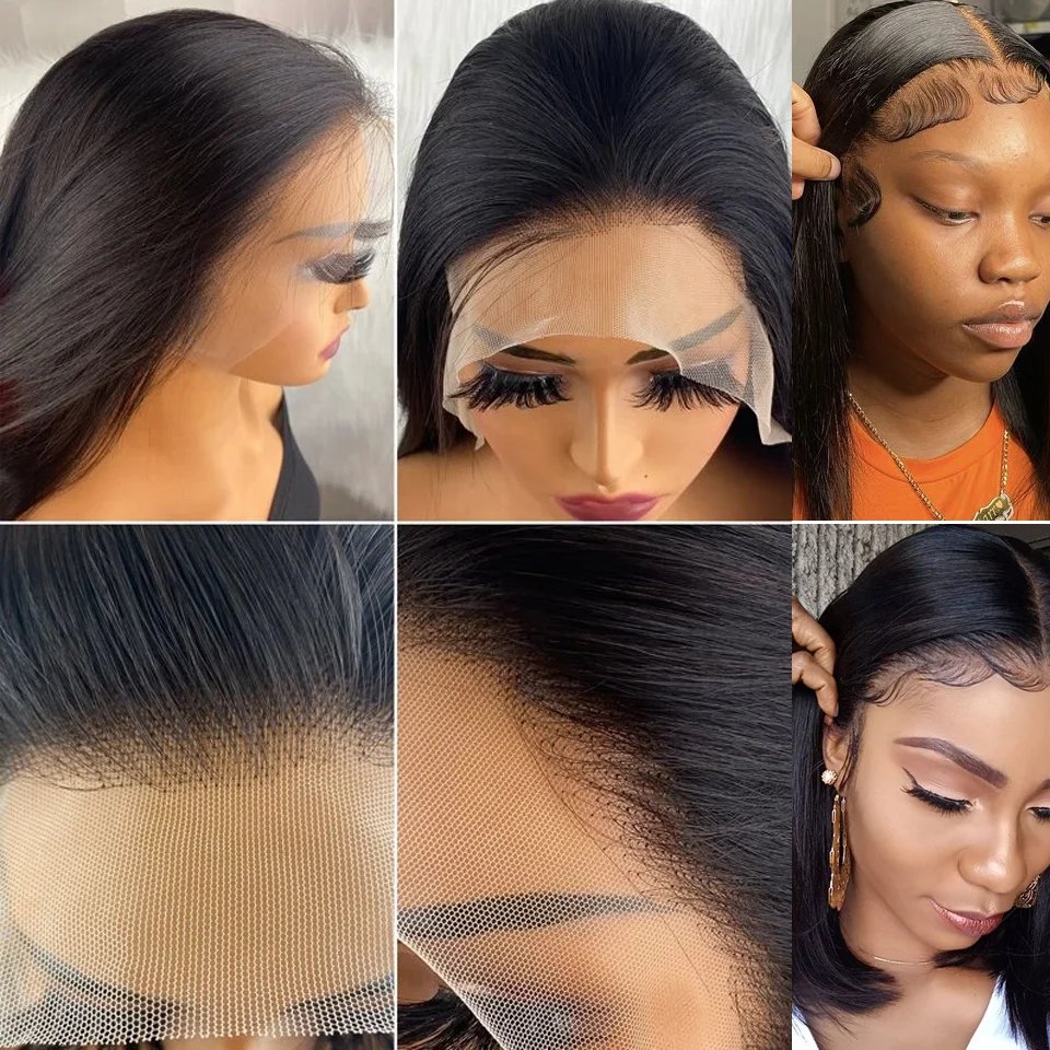 Bone Straight Bob Wig Lace Frontal Human Hair Wigs For Women Short Bob Wig 13x4 HD Lace Frontal Wig Glueless Wig Human Hair 180%