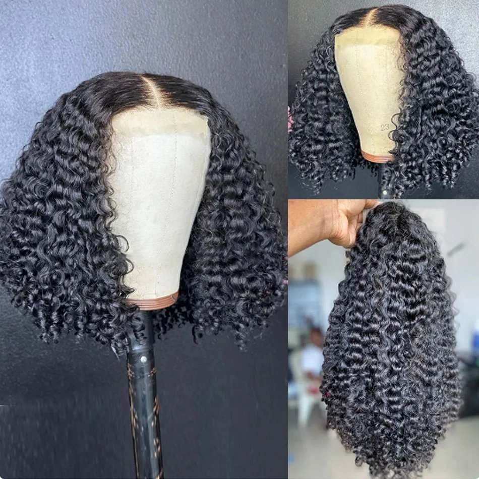 Kinky Curly Bob Cheap Wig Lace Frontal Human Hair Wigs 100% Brazilian Glueless Short Water Curly ForWomen 180Density Wear And Go Kinky Curly Bob Cheap Wig Lace Frontal Human Hair Wigs 100% Brazilian Glueless Short Water Curly ForWomen 180Density Wear And Go