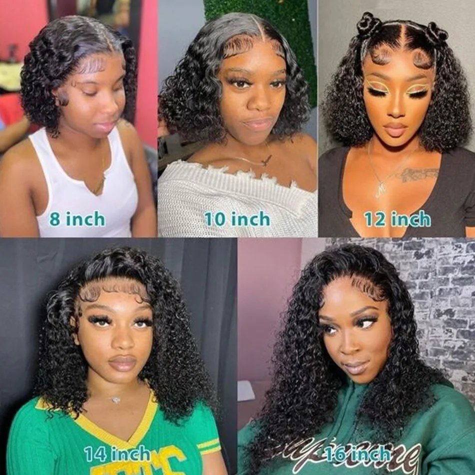 Kinky Curly Bob Cheap Wig Lace Frontal Human Hair Wigs 100% Brazilian Glueless Short Water Curly ForWomen 180Density Wear And Go Kinky Curly Bob Cheap Wig Lace Frontal Human Hair Wigs 100% Brazilian Glueless Short Water Curly ForWomen 180Density Wear And Go