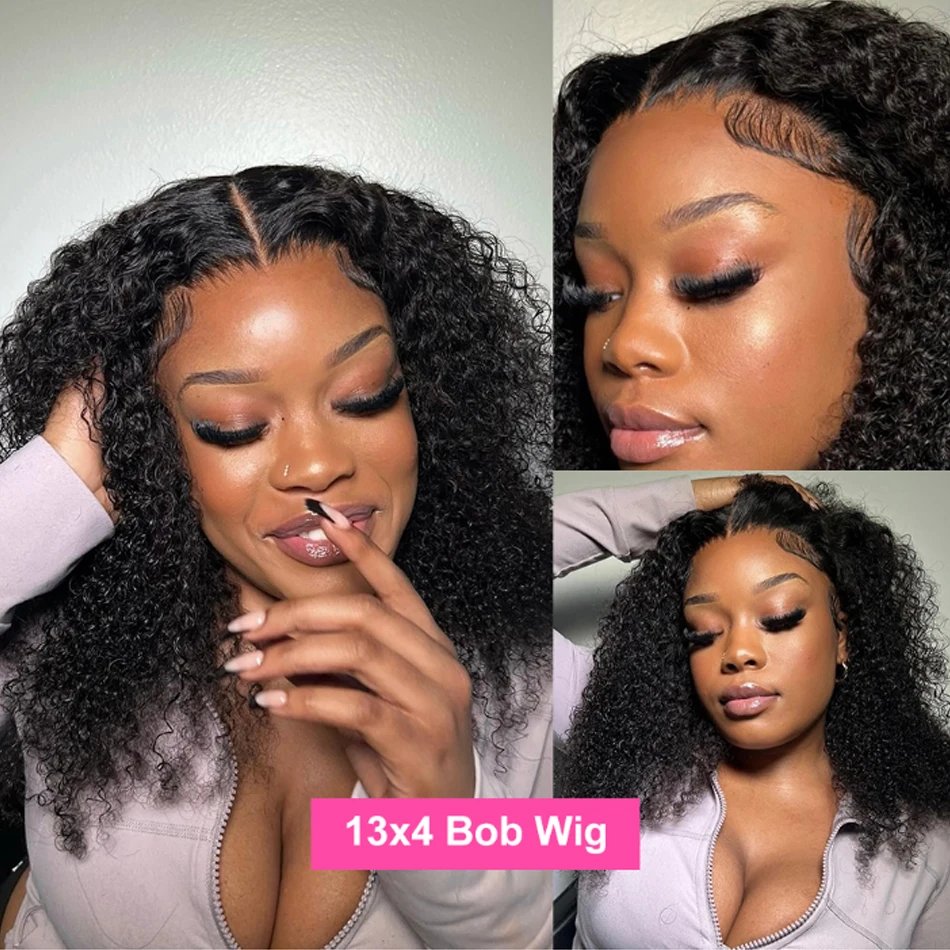 Kinky Curly Bob Cheap Wig Lace Frontal Human Hair Wigs 100% Brazilian Glueless Short Water Curly ForWomen 180Density Wear And Go Kinky Curly Bob Cheap Wig Lace Frontal Human Hair Wigs 100% Brazilian Glueless Short Water Curly ForWomen 180Density Wear And Go
