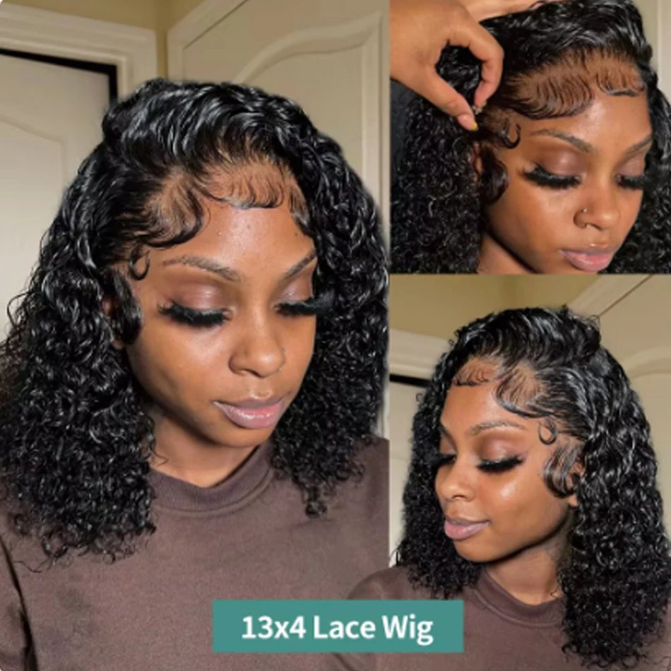 Kinky Curly Bob Cheap Wig Lace Frontal Human Hair Wigs 100% Brazilian Glueless Short Water Curly ForWomen 180Density Wear And Go Kinky Curly Bob Cheap Wig Lace Frontal Human Hair Wigs 100% Brazilian Glueless Short Water Curly ForWomen 180Density Wear And Go