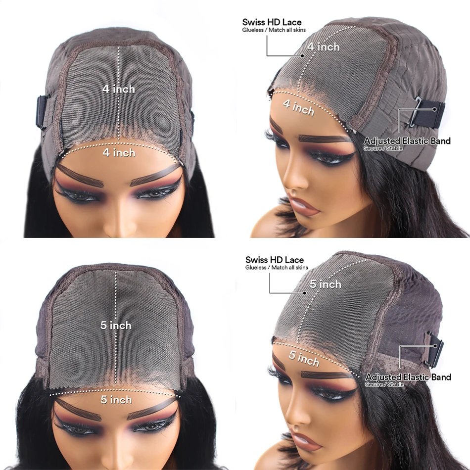 Glueless Wig Human Hair Ready To Wear Water Wave Lace Front Wig 4x4 5x5 Lace Closure Black Wig Curly HD Lace Frontal Human Hair