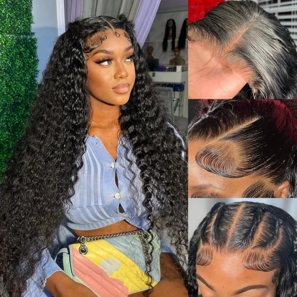 Glueless Wig Human Hair Ready To Wear Water Wave Lace Front Wig 4x4 5x5 Lace Closure Black Wig Curly HD Lace Frontal Human Hair