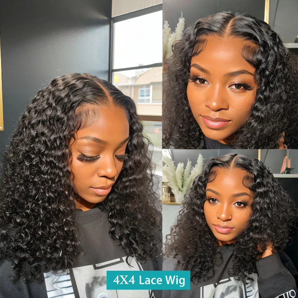 Glueless 8 to 16 Inch Kinky Curly Bob Human Hair Wig Wear To Go Pre Plucked Lace Peruvian Curly Bob Wigs For Women and Girls