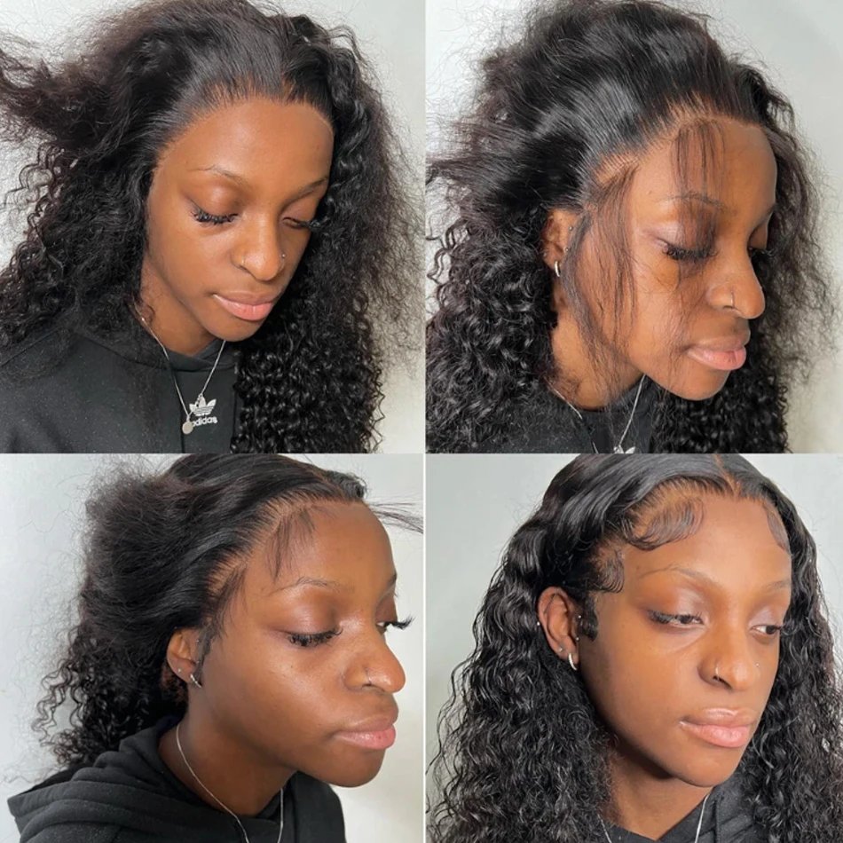 Glueless 8 to 16 Inch Kinky Curly Bob Human Hair Wig Wear To Go Pre Plucked Lace Peruvian Curly Bob Wigs For Women and Girls