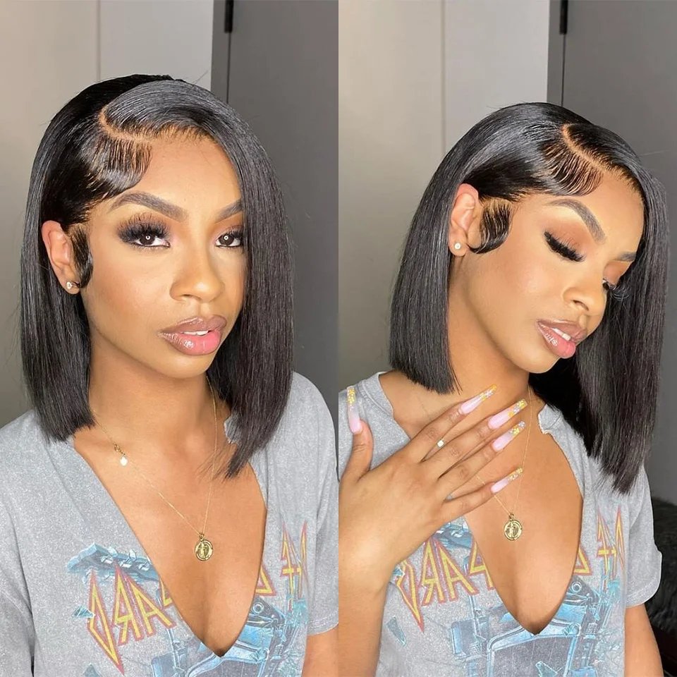 Wear And Go Glueless Bob Wigs 13x4 Bone Straight Lace Front Human Hair Wigs for Women Brazilian Transparent Lace Frontal Wigs