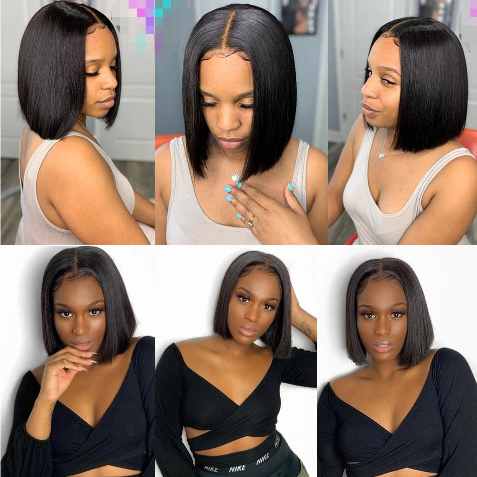 Wear And Go Glueless Bob Wigs 13x4 Bone Straight Lace Front Human Hair Wigs for Women Brazilian Transparent Lace Frontal Wigs