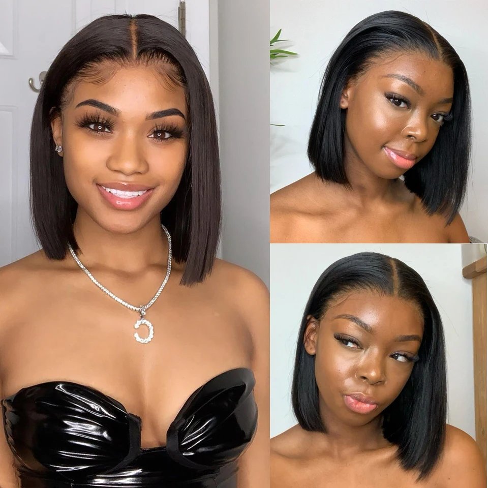 Wear And Go Glueless Bob Wigs 13x4 Bone Straight Lace Front Human Hair Wigs for Women Brazilian Transparent Lace Frontal Wigs
