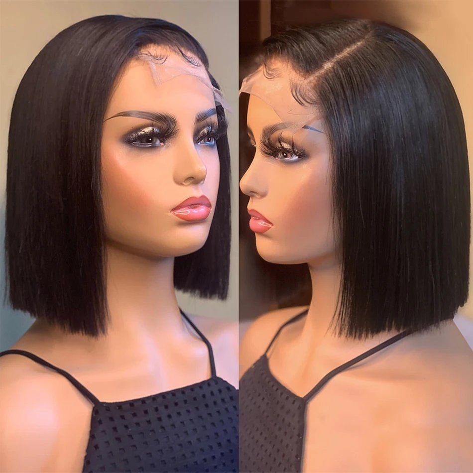 Wear And Go Glueless Bob Wigs 13x4 Bone Straight Lace Front Human Hair Wigs for Women Brazilian Transparent Lace Frontal Wigs