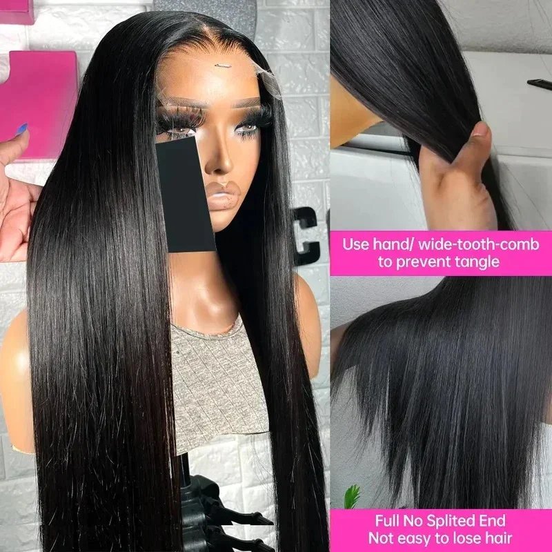 30 36 40 Inch Bone Straight 13x4 13x6 HD Lace Frontal Wigs Glueless Transparent Lace Human Hair Wigs For Women