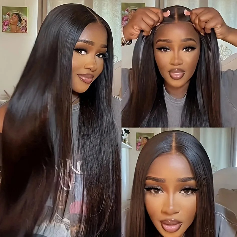 Glueless Straight 4X4 Lace Frontal Wig Human Hair 100% Natural 30 40 inch Pre plucked 5X5 Cheap Brazilian Wigs For Women Choice