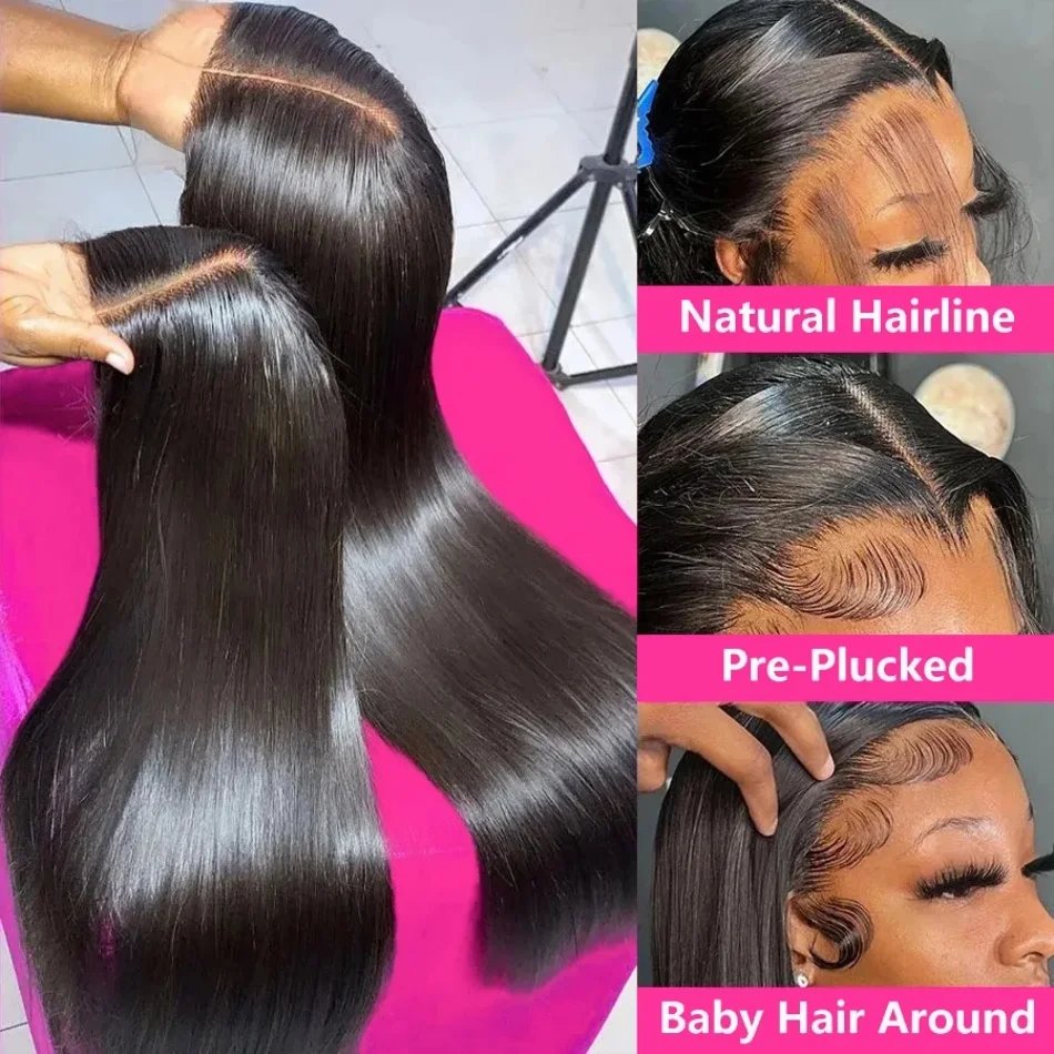Glueless Straight 4X4 Lace Frontal Wig Human Hair 100% Natural 30 40 inch Pre plucked 5X5 Cheap Brazilian Wigs For Women Choice