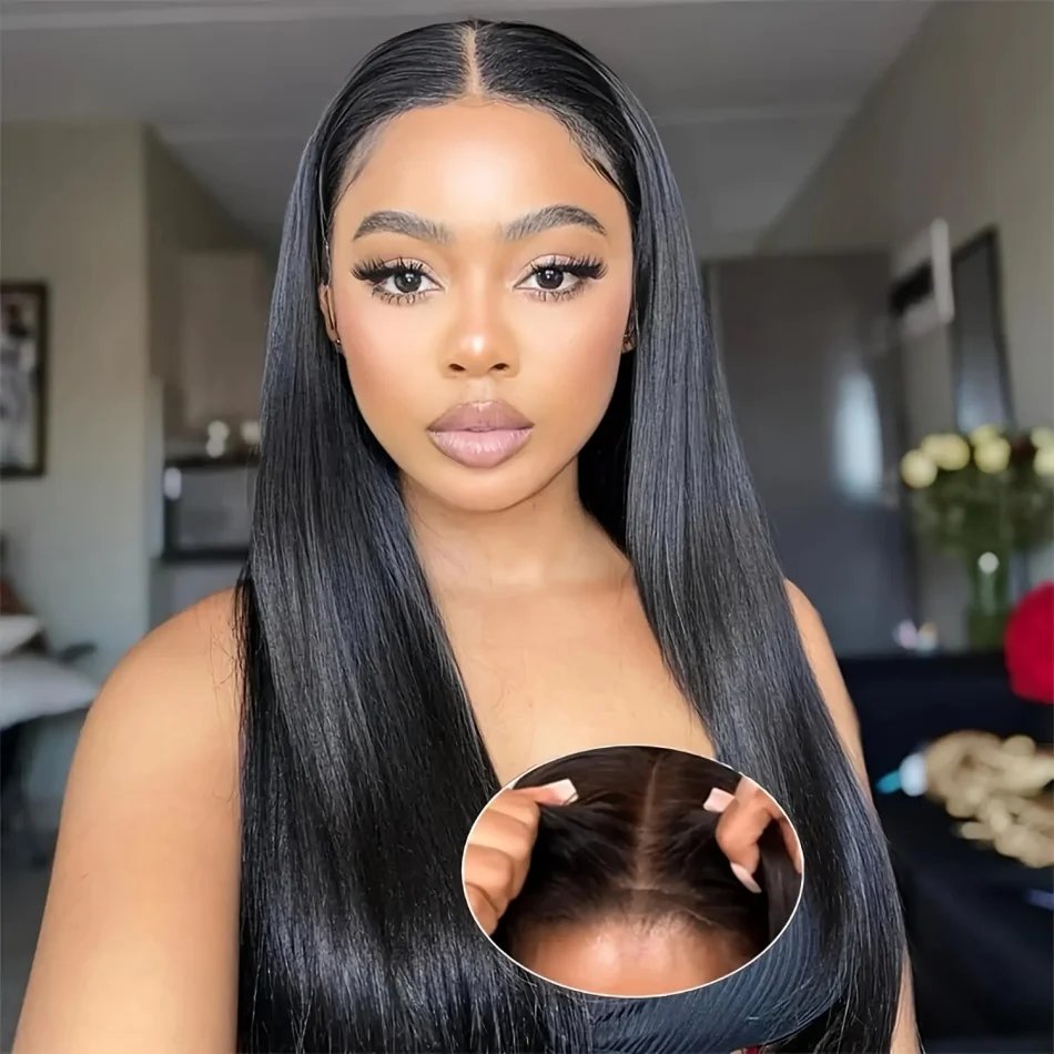 Glueless Straight 4X4 Lace Frontal Wig Human Hair 100% Natural 30 40 inch Pre plucked 5X5 Cheap Brazilian Wigs For Women Choice
