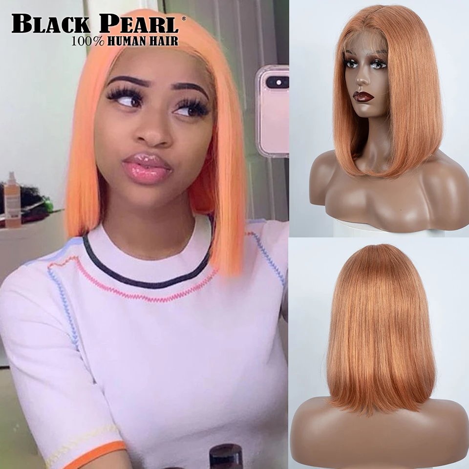 Ginger Lace Front Human Hair Wigs Glueless Wig Short Bob Wig Lace Front Human Hair Wig Pink 613 Blonde Bob Hair Wig Human Hair