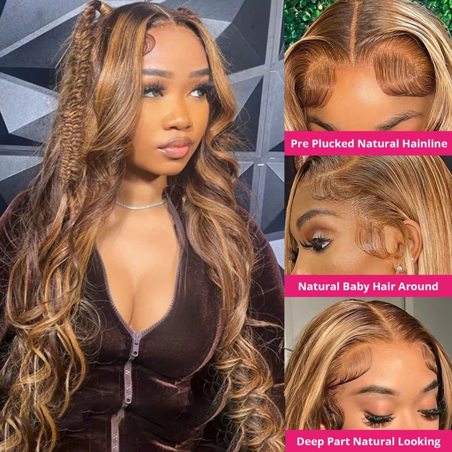 30 Inch Highlight Wig Human Hair Body Wave Lace Front Wig Brazilian Remy Colored 13x4 13x6 Hd Lace Frontal Wigs For Women
