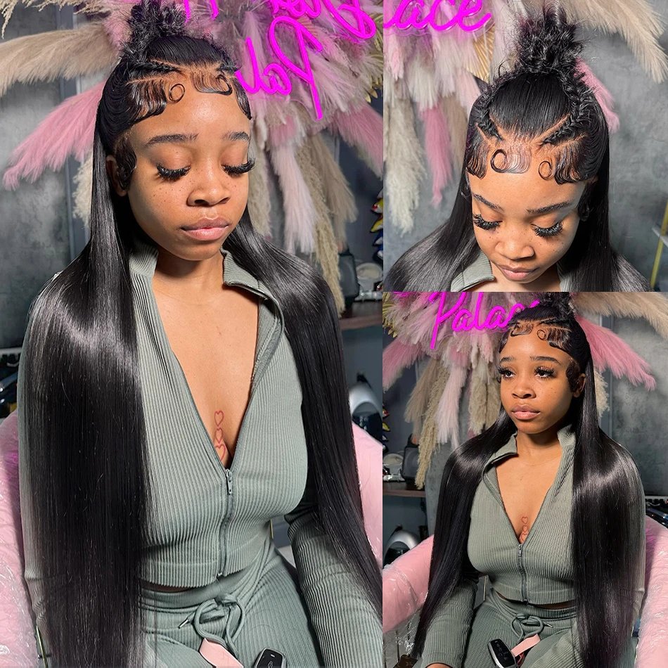 250% HD Bone Straight 13x6 Lace Front Human Hair Wigs 30 40 Inches Transparent 13x4 Lace Frontal Wig 5x5 Closure Remy Hair Wig