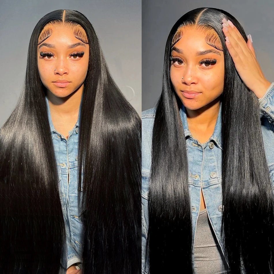 250% HD Bone Straight 13x6 Lace Front Human Hair Wigs 30 40 Inches Transparent 13x4 Lace Frontal Wig 5x5 Closure Remy Hair Wig