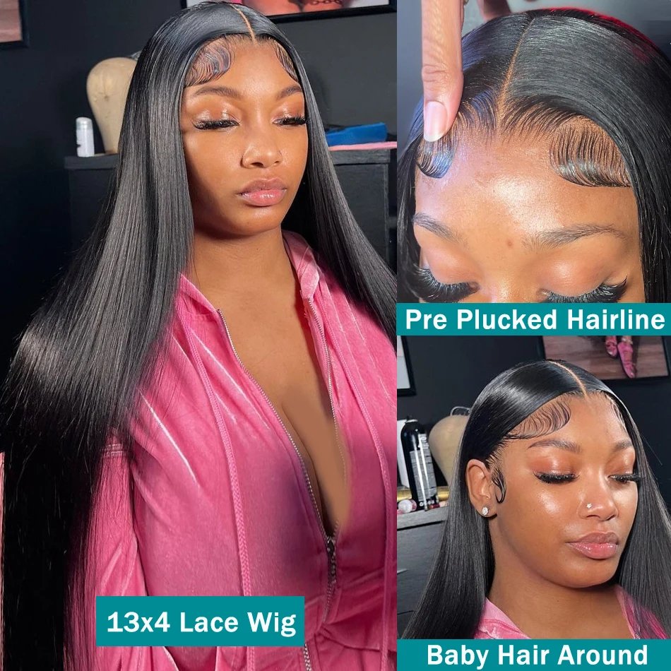 250% HD Bone Straight 13x6 Lace Front Human Hair Wigs 30 40 Inches Transparent 13x4 Lace Frontal Wig 5x5 Closure Remy Hair Wig