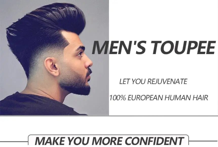 Toupee for Men Fine Mono Men Toupee Human Hair Replacement System Hair Prosthesis Natural Black Hair Units