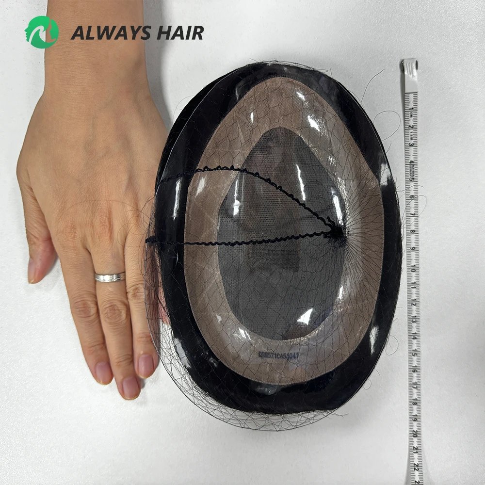 Alwayshair - Fine Mono Toupee 5 Inches Indian Hair Men Capillary Prosthesis 120% 130% Density Durable Wig Man DMC