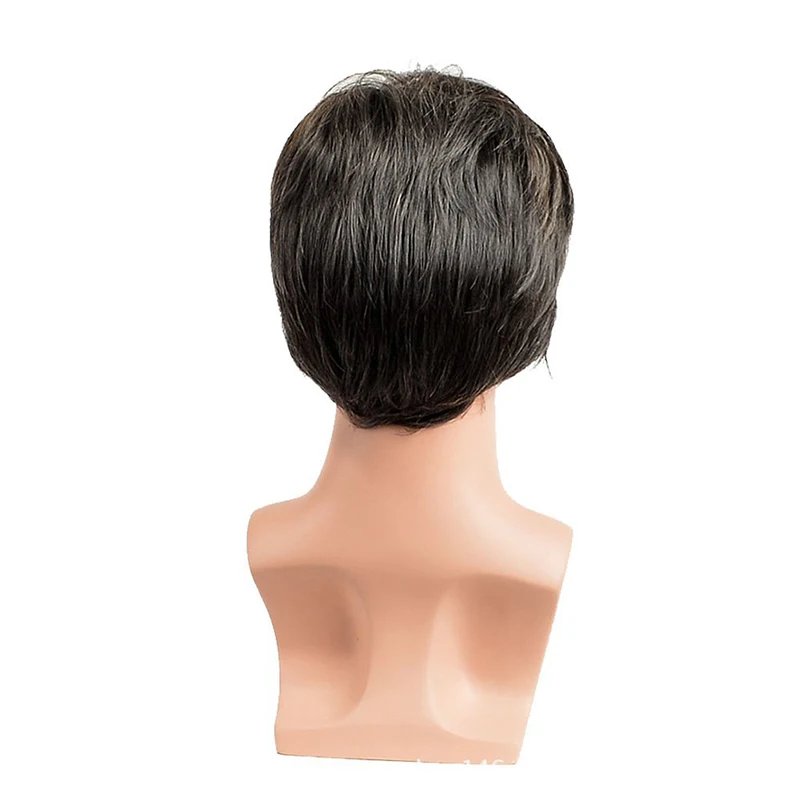 Synthetic Men Short Straight Wig Black for Male Hair Fleeciness Realistic Natural Headgear Hair Heat Resistant for Daily Party