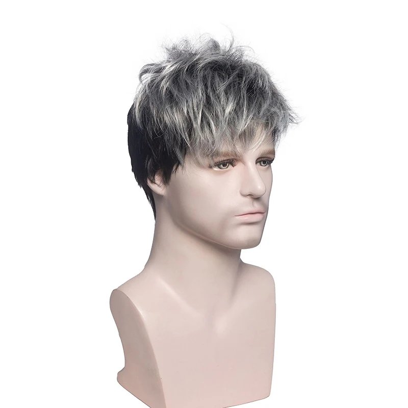 Synthetic Men Short Straight Wig Black for Male Hair Fleeciness Realistic Natural Headgear Hair Heat Resistant for Daily Party