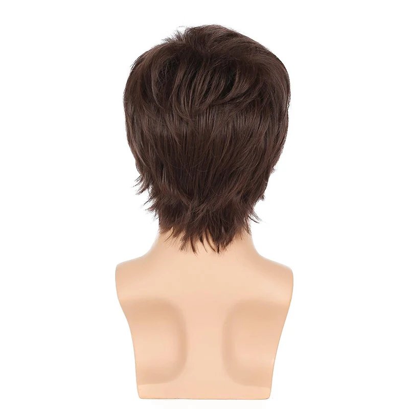 Synthetic Men Short Straight Wig Black for Male Hair Fleeciness Realistic Natural Headgear Hair Heat Resistant for Daily Party