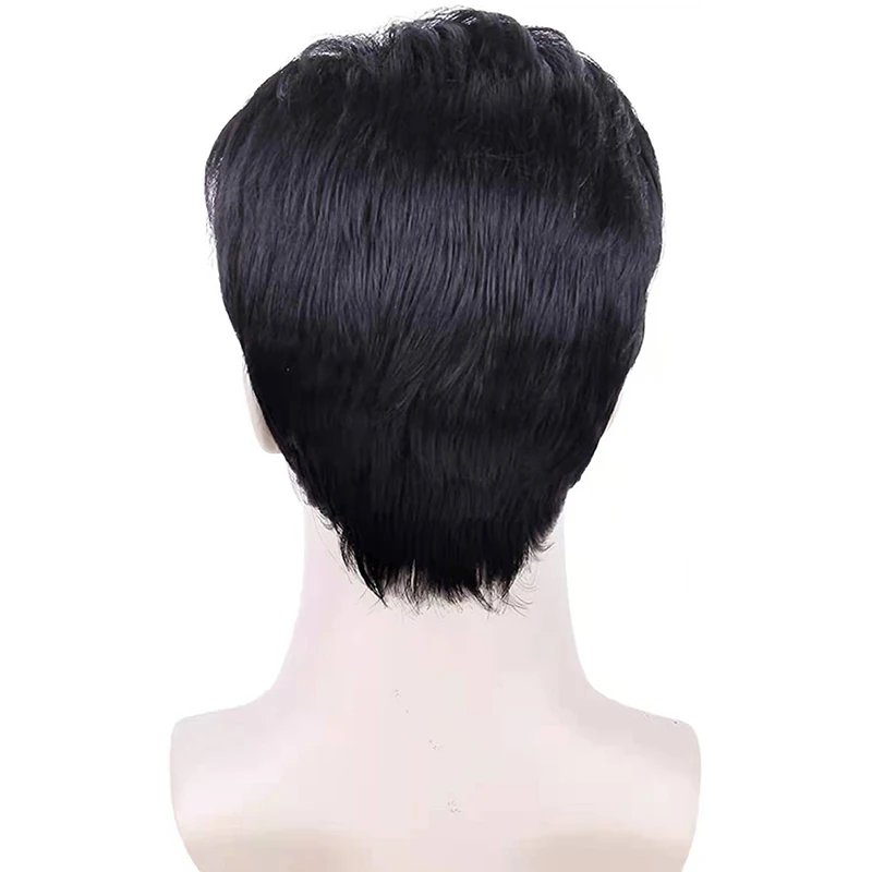 Synthetic Men Short Straight Wig Black for Male Hair Fleeciness Realistic Natural Headgear Hair Heat Resistant for Daily Party