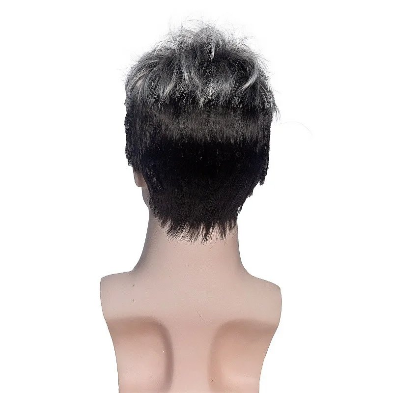 Synthetic Men Short Straight Wig Black for Male Hair Fleeciness Realistic Natural Headgear Hair Heat Resistant for Daily Party
