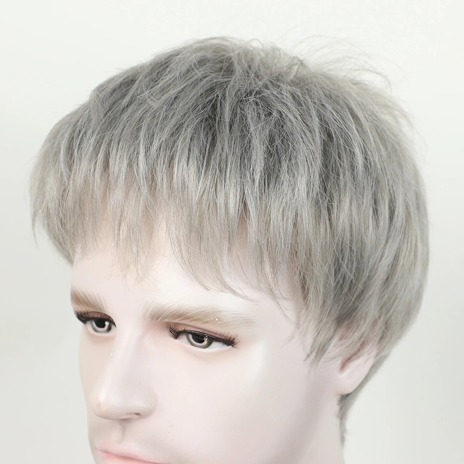 Grandpa Hair Handsome Men's Fashion Short Wig Husband Gift Short Grey Wigs Heat Resistant Synthetic Wigs for Daddy