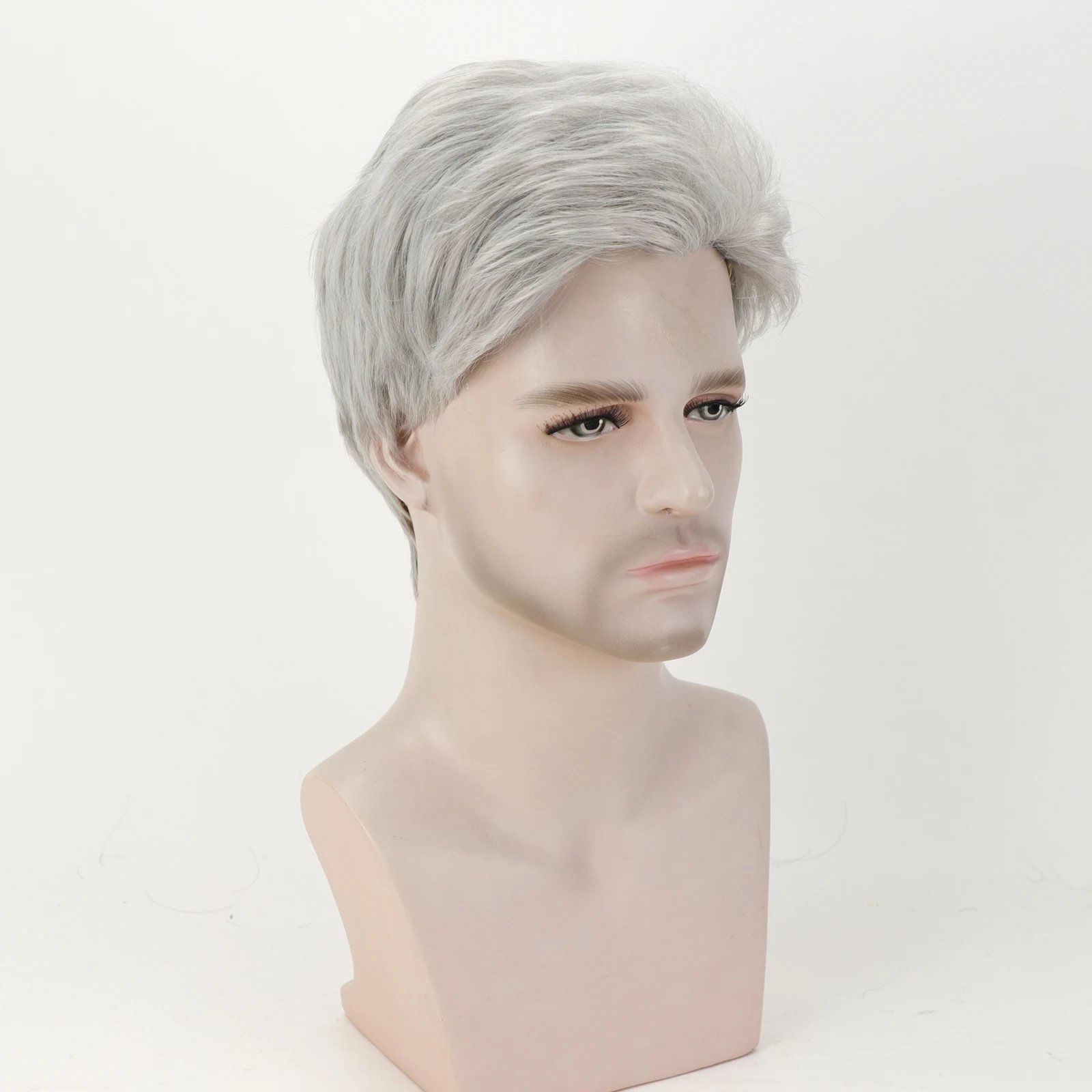 Grandpa Hair Handsome Men's Fashion Short Wig Husband Gift Short Grey Wigs Heat Resistant Synthetic Wigs for Daddy