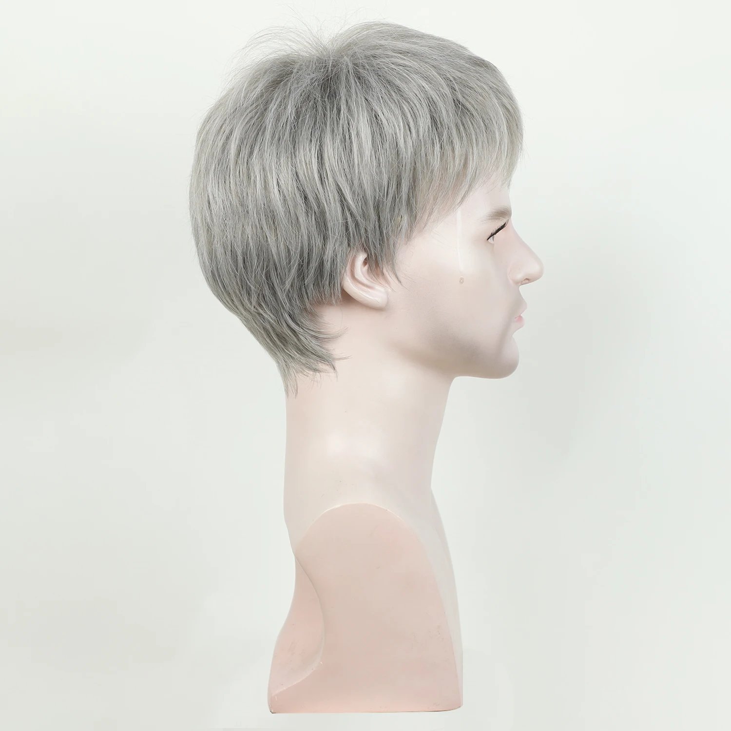 Grandpa Hair Handsome Men's Fashion Short Wig Husband Gift Short Grey Wigs Heat Resistant Synthetic Wigs for Daddy