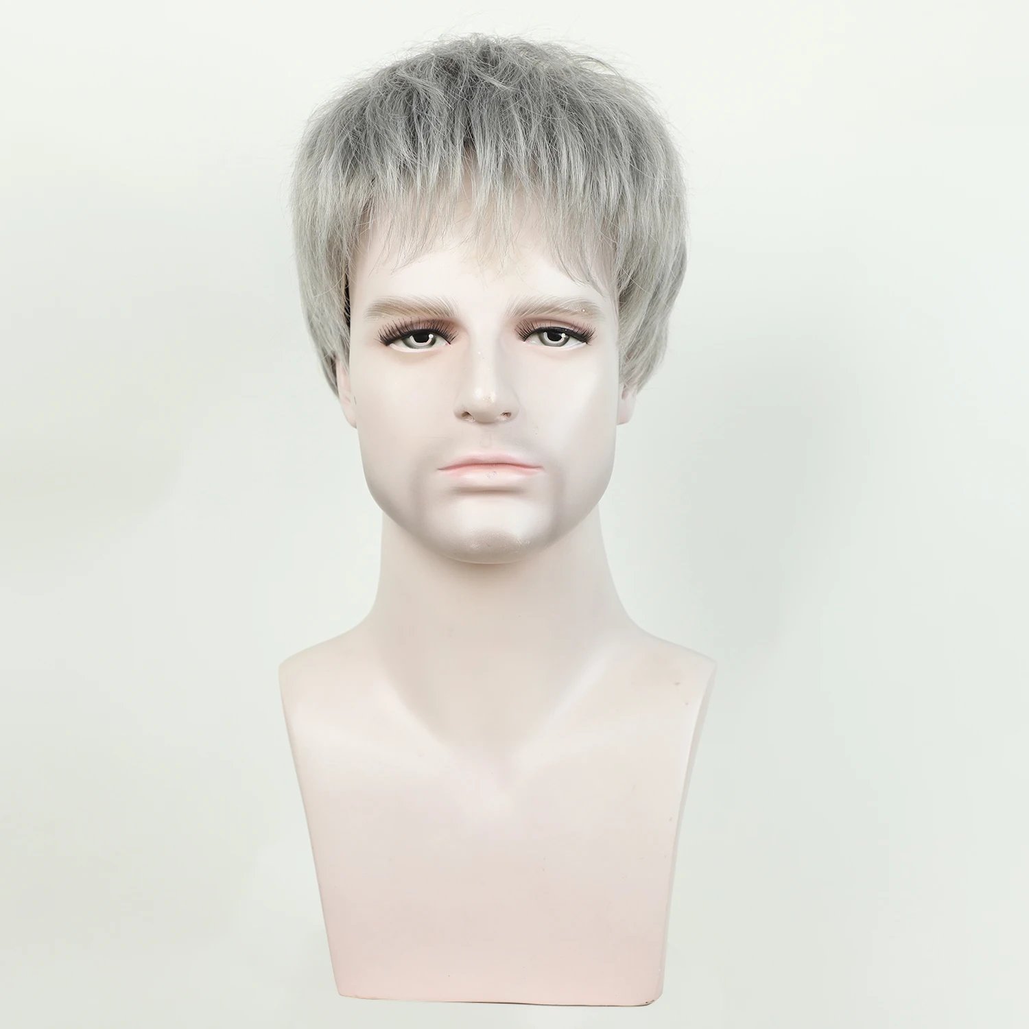 Grandpa Hair Handsome Men's Fashion Short Wig Husband Gift Short Grey Wigs Heat Resistant Synthetic Wigs for Daddy