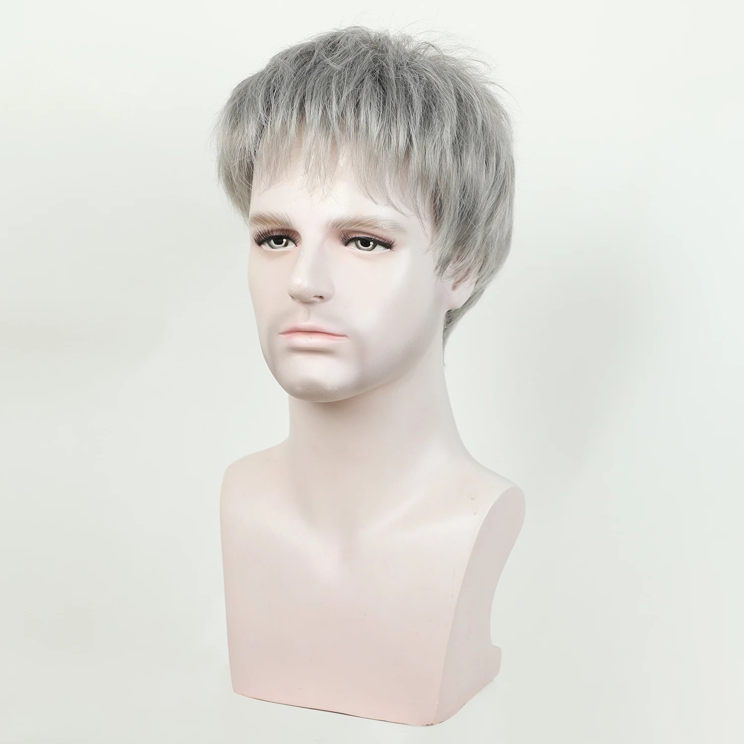 Grandpa Hair Handsome Men's Fashion Short Wig Husband Gift Short Grey Wigs Heat Resistant Synthetic Wigs for Daddy