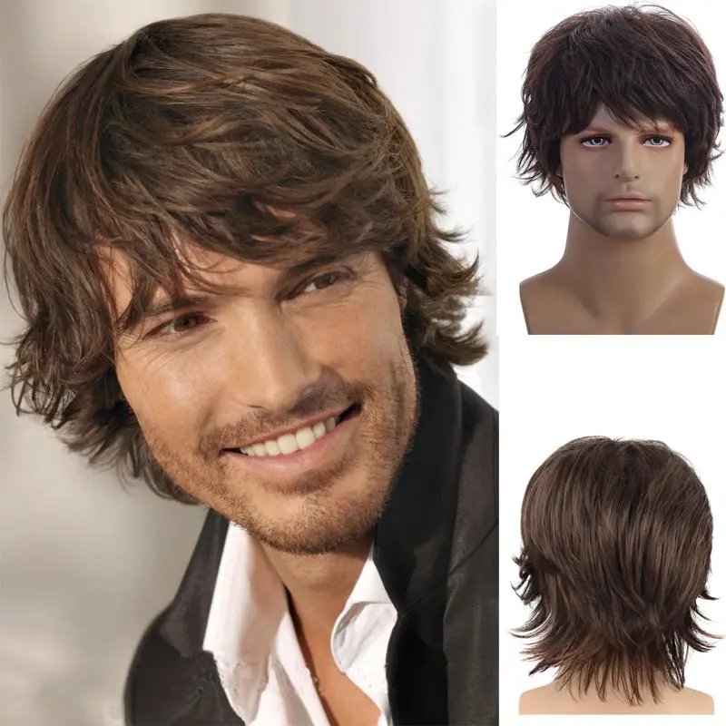 Grandpa Hair Handsome Men's Fashion Short Wig Husband Gift Short Grey Wigs Heat Resistant Synthetic Wigs for Daddy