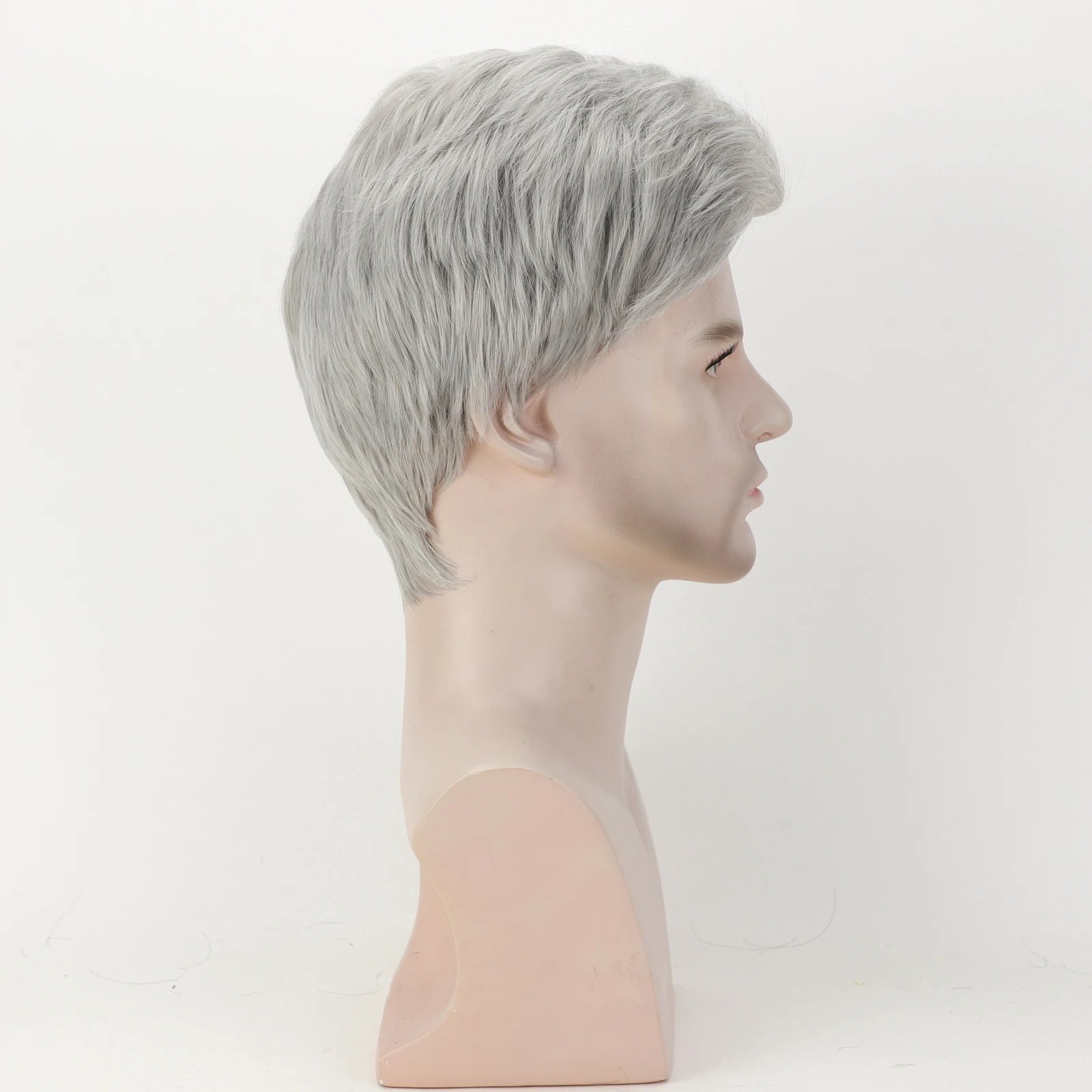 Grandpa Hair Handsome Men's Fashion Short Wig Husband Gift Short Grey Wigs Heat Resistant Synthetic Wigs for Daddy