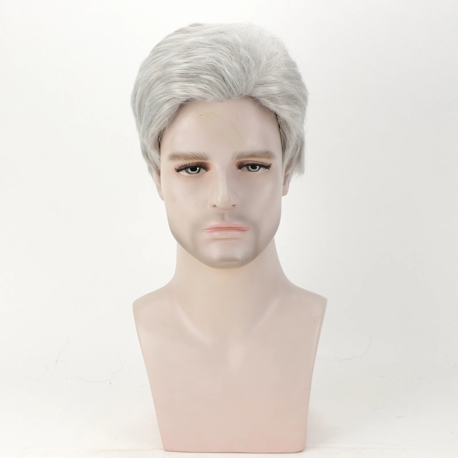 Grandpa Hair Handsome Men's Fashion Short Wig Husband Gift Short Grey Wigs Heat Resistant Synthetic Wigs for Daddy