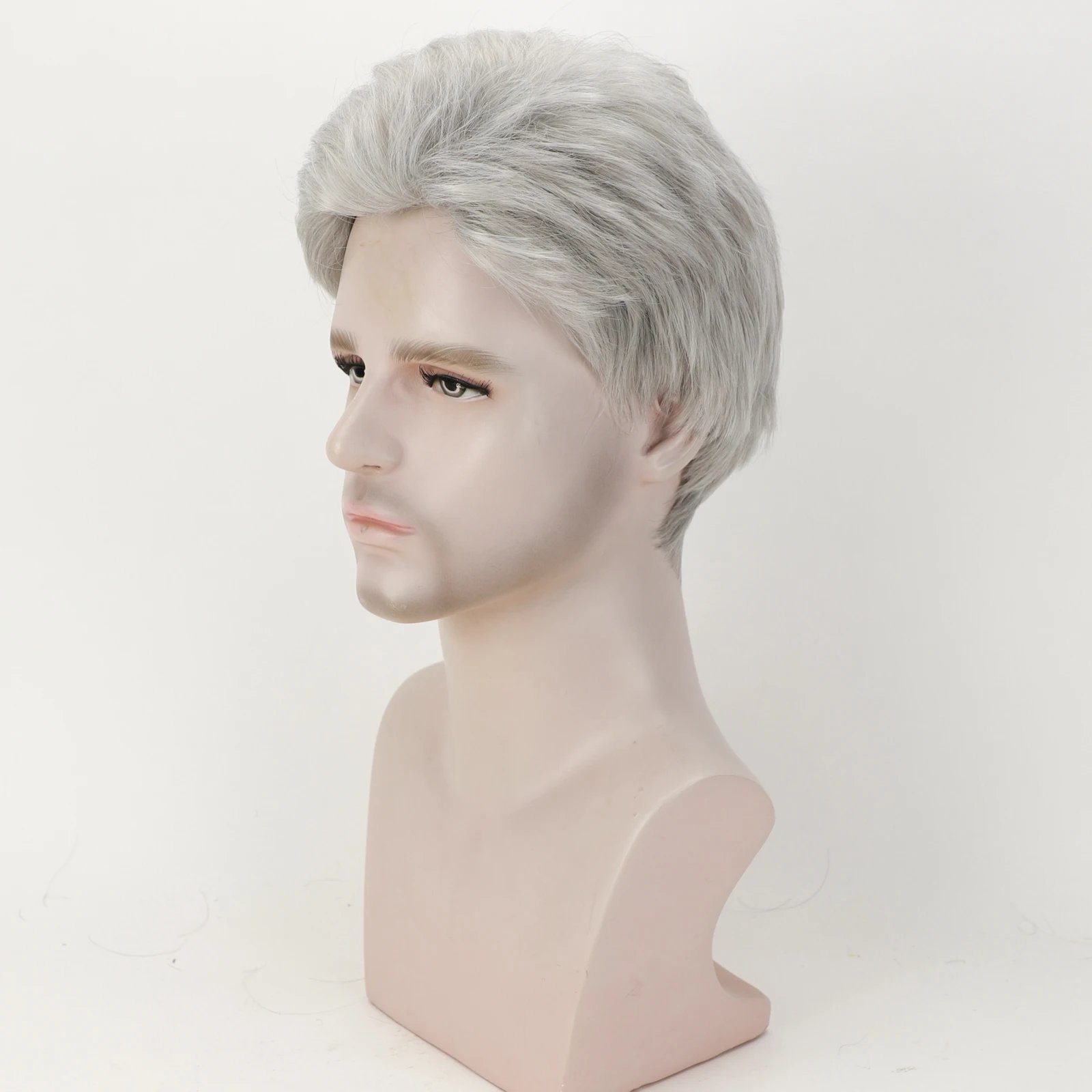 Grandpa Hair Handsome Men's Fashion Short Wig Husband Gift Short Grey Wigs Heat Resistant Synthetic Wigs for Daddy