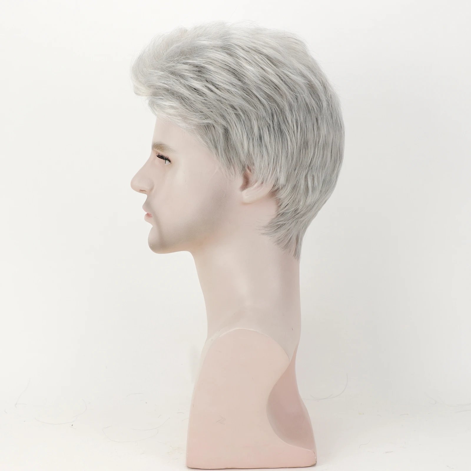 Grandpa Hair Handsome Men's Fashion Short Wig Husband Gift Short Grey Wigs Heat Resistant Synthetic Wigs for Daddy