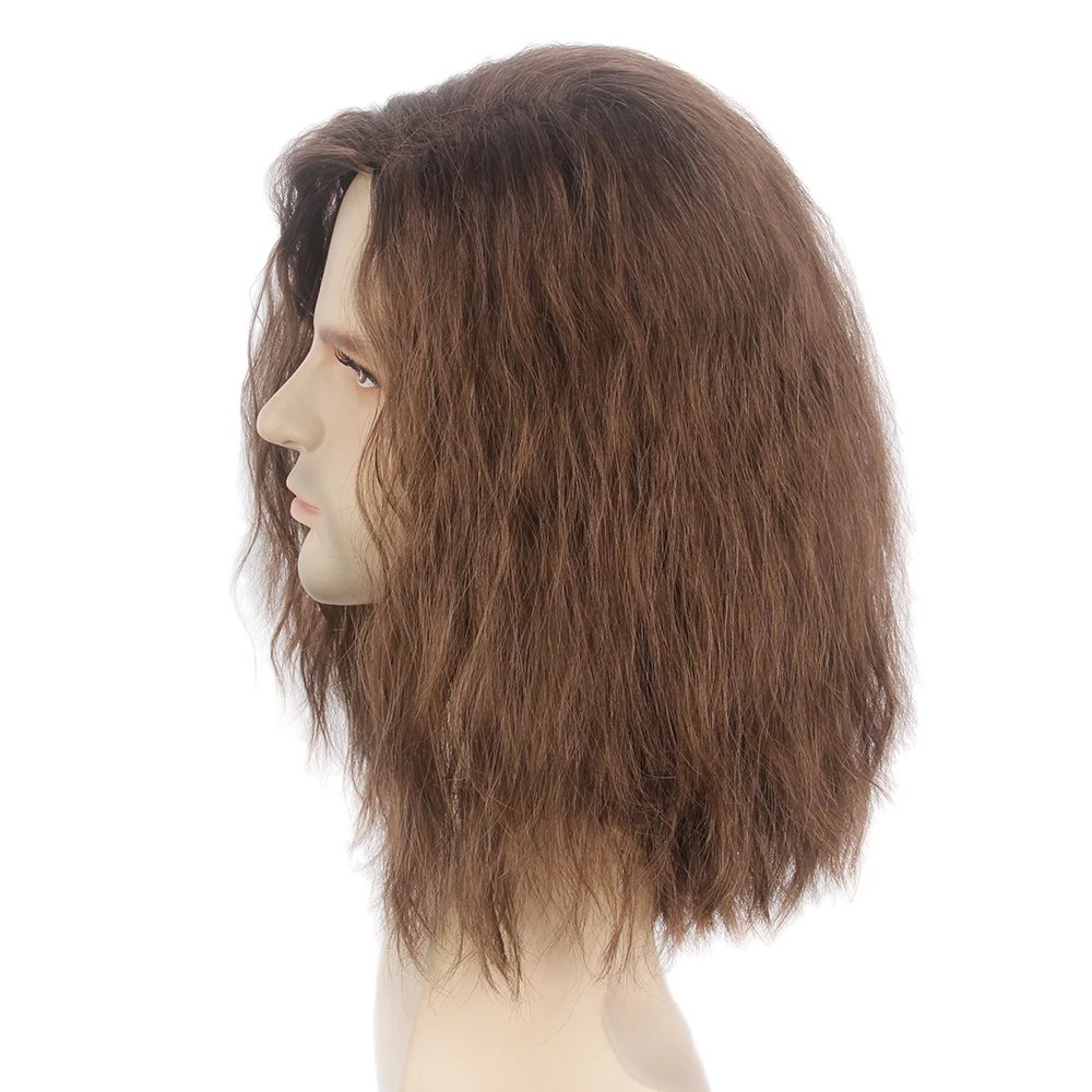 Cosplay Wigs Winter Soldier Captain America Cos Wigs Brown Wavy Mid Length Synthetic Hair Wig Men